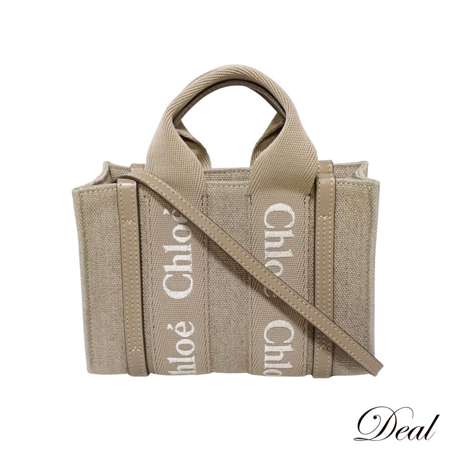 Chloe（クロエ） ウッディ ミニトートバッグ リネンキャンバス