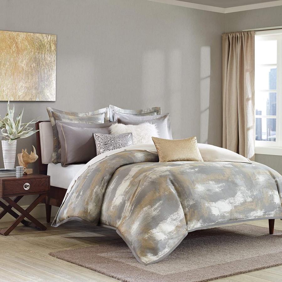 ディーンストアマディソンパーク Madison Park Signature Graphix King Size Bed Comforter Duvet 2-In-1 Set Bed In A Bag - Grey, Silver , Metallic, Jacquard   輸入品