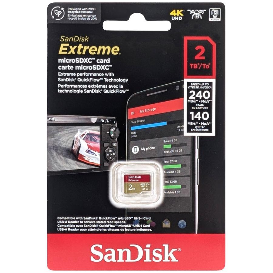 送料無料 SanDisk microSDXC 2TB Extreme Class10 UHS-I U3 V30 A2 R:240MB/s W:140MB/s 海外リテール SDSQXAV-2T00-GN6MN [海外リテール品]の画像