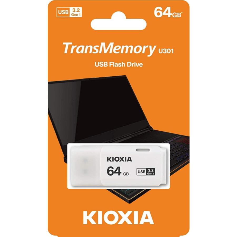 送料無料 KIOXIA キオクシア USB3.2 Gen1 LU301W064GG4 64GB USBメモリ キャップ式 ホワイト [海外リテール品]｜dear-i