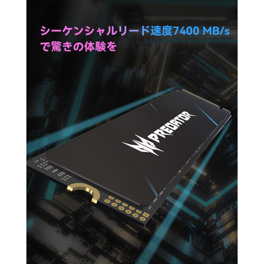 Acer Predator GM7000-4TB NVMe1.4 ゲーミングSSD M.2 2280 PCIe Gen4 x 4 3D TLC NAND DRAMキャッシュ4GB 最大7400MB/s 五年保証 [正規代理店品]｜dear-i｜02