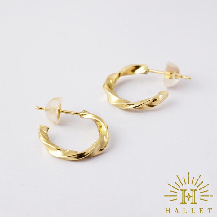 K18 18金 18k フープピアス イエローゴールド　ひねり　ペア♡ 日本未発売】 18k 18金 K18 フープピアス ペア② イエロー