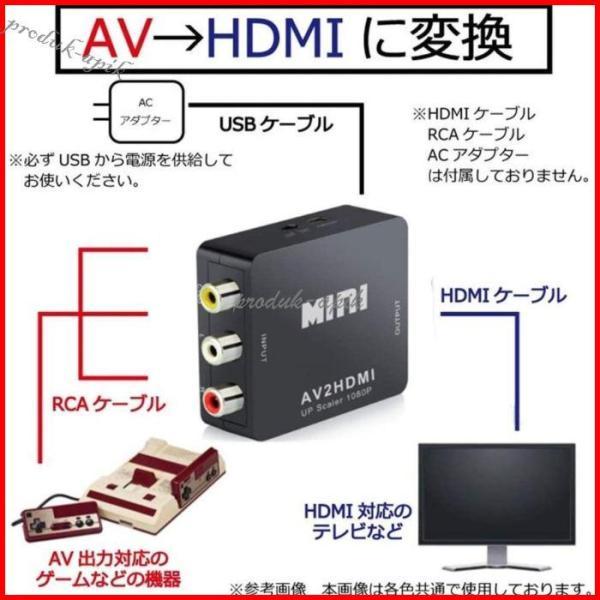 RCA to HDMI 変換 アダプター コンバーター AV to HDMI 変換器 3色ピン 赤 黄 白 音声転送 アナログ 1080P FULLHD コンポジットAV2HDMI ファミコン PS2 ゲーム機｜dear-woman｜03