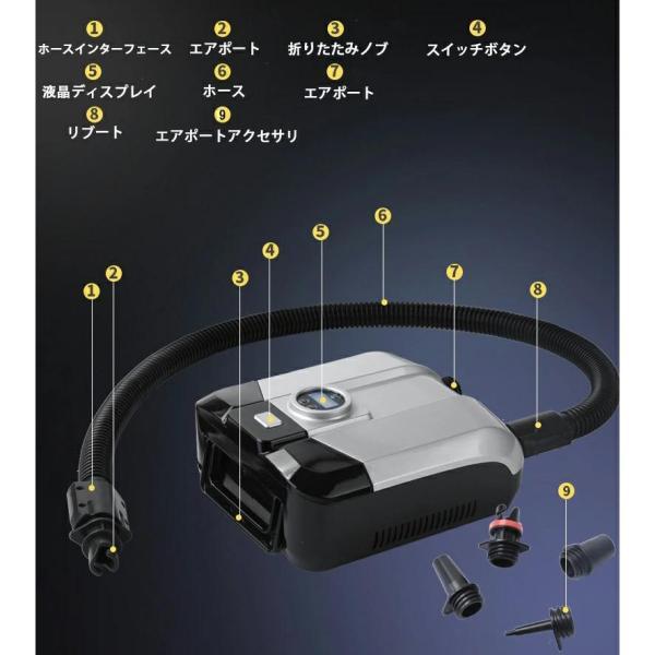 エアーポンプ　電動エアーポンプ 空気入れ 空気抜き 電動ポンプ コンセント式 AC電源 ノズル エレクトリックポンプ 空気注入・排出SUP対応 無線/シガーソケット｜dear-woman｜11