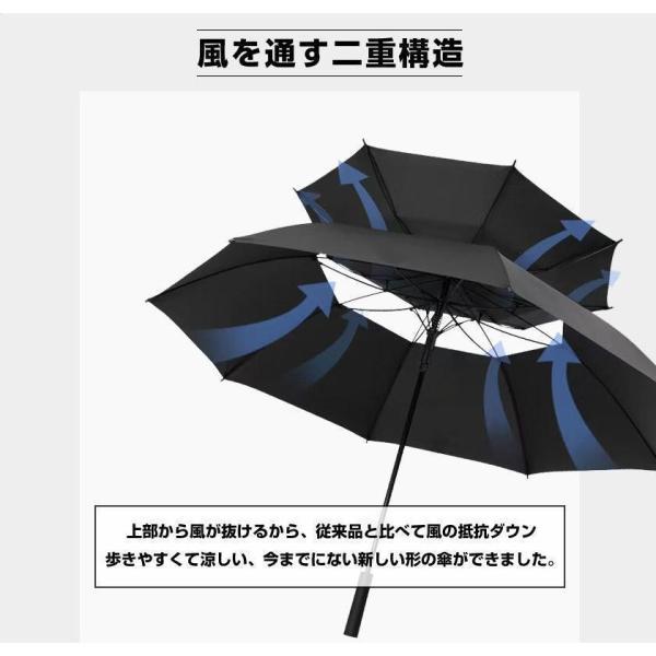 日傘 長傘 遮光 軽量 メンズ ゴルフ傘 大きい 風を通す二重構造 メンズ レディース スポーツ観戦に最適 直径135cm 8本骨 ゴルフ用傘 スポーツ観戦 雪 父の日｜dear-woman｜02