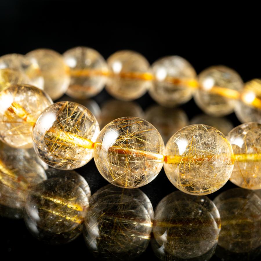 ルチルクォーツ ブレスレット 丸玉13.5mm 天然石 パワーストーン
