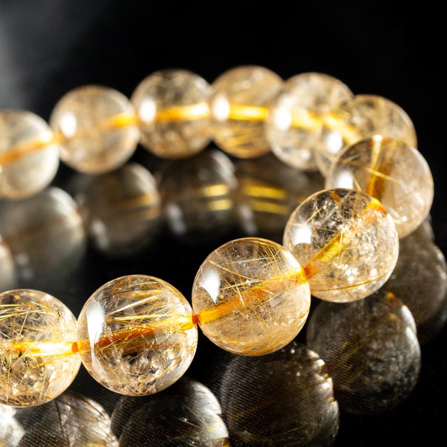 ルチルクォーツ ブレスレット 丸玉13.5mm 天然石 パワーストーン