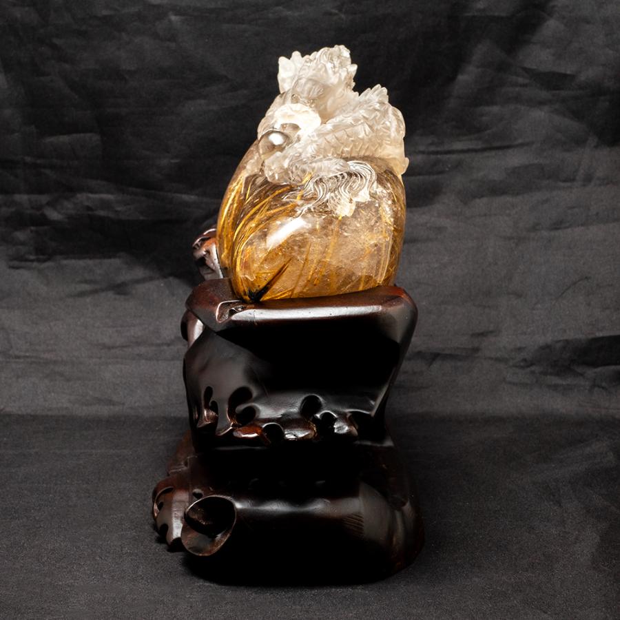 ルチルクォーツ 龍 置物 風水 開運祈願 金運祈願 開運 金運 財産運