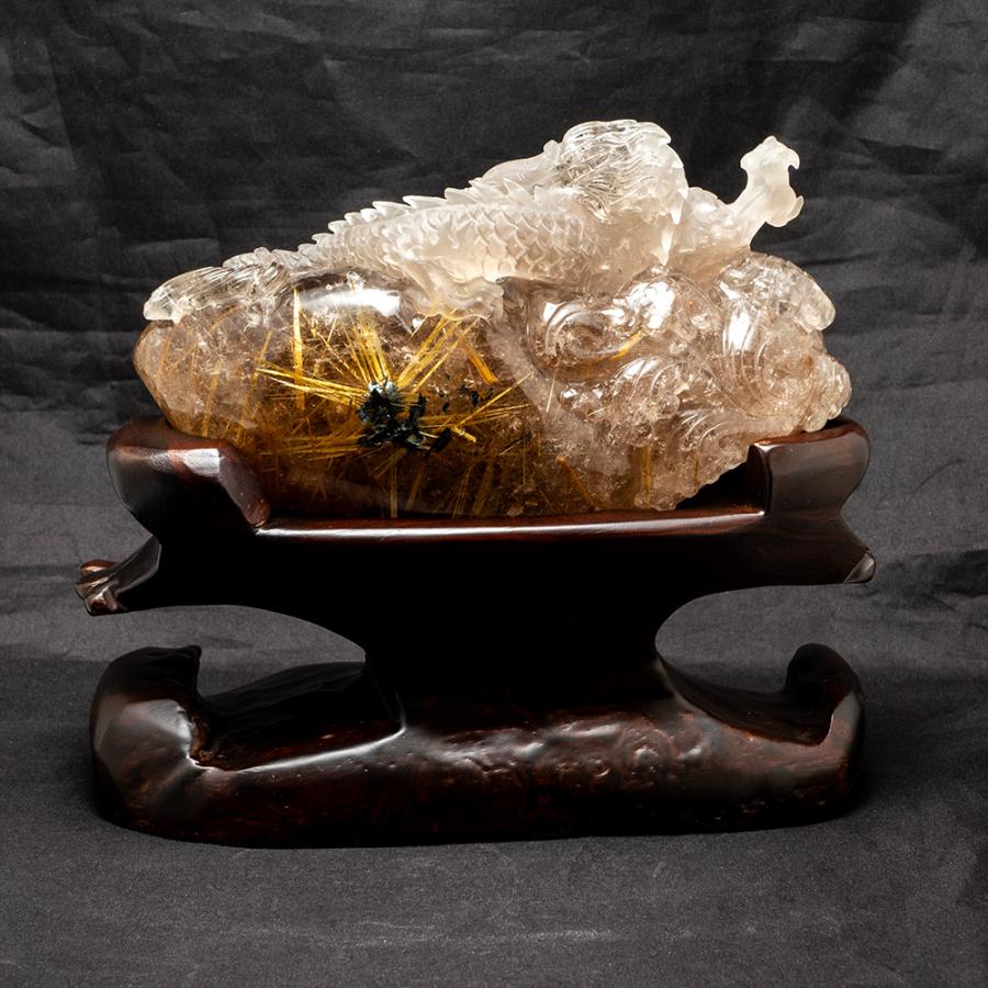 ルチルクォーツ 龍 置物 風水 開運祈願 金運祈願 開運 金運 財産運