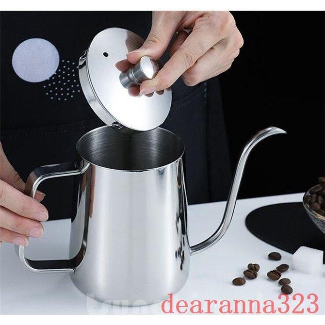 祝日 コーヒードリップポット350ml600mlステンレスドリップケトルハンドドリップコーヒーポットファイン口ポットブラックzh 110