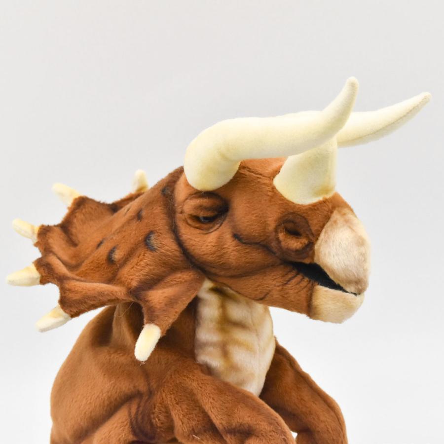 BH7746 トリケラトプス ブラウン ハンドパペット HANSA　とりけらとぷす 角竜 恐竜 きょうりゅう ちゃいろ 茶色 リアル | HANSA（ぬいぐるみ） | 03