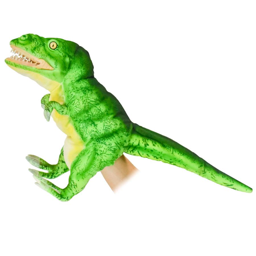 BH7763 ティラノサウルス 開口 グリーン ハンドパペット HANSA　てぃらのさうるす 恐竜 きょうりゅう みどりいろ 緑色 リアル | HANSA（ぬいぐるみ） | 01