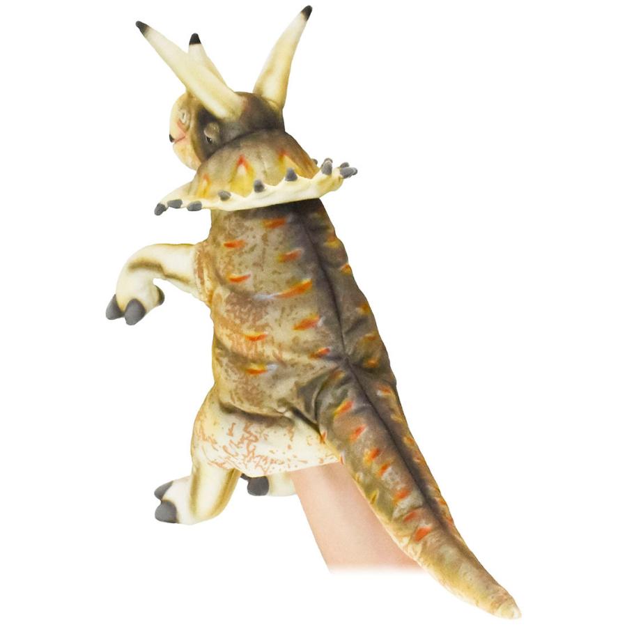 BH7764 トリケラトプス クリーム ハンドパペット HANSA　とりけらとぷす 角竜 恐竜 きょうりゅう リアル | HANSA（ぬいぐるみ） | 02