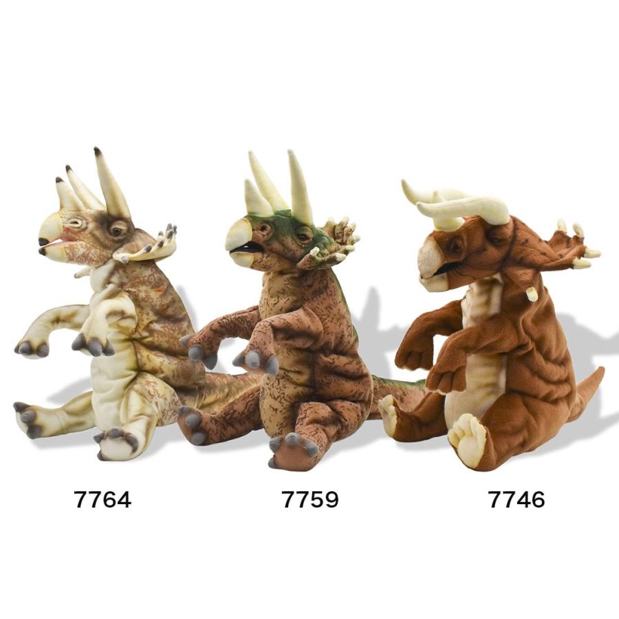 BH7764 トリケラトプス クリーム ハンドパペット HANSA　とりけらとぷす 角竜 恐竜 きょうりゅう リアル | HANSA（ぬいぐるみ） | 08