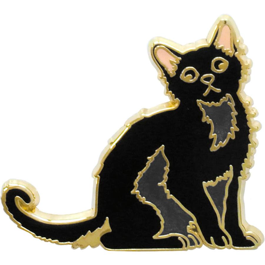 猫キャラクター リール付きピンバッジ Animal Friends（アニマルフレンズ） ピンズ クロネコ 動物 ピンバッジ