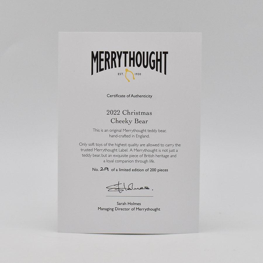 MERRYTHOUGHT（メリーソート） テディベア 2022クリスマスチーキー