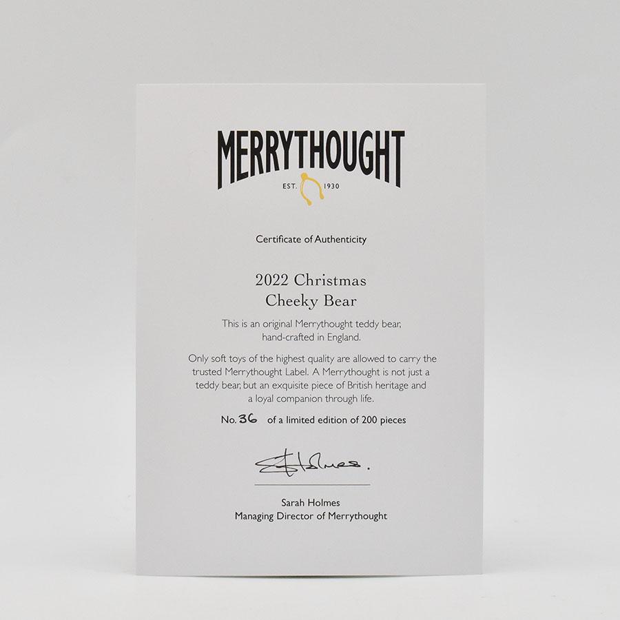 MERRYTHOUGHT（メリーソート） テディベア 2022クリスマスチーキー