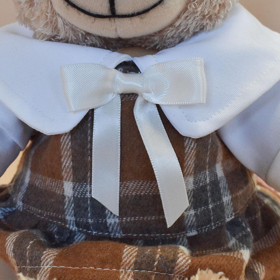 Bear Wear ぬいぐるみ 洋服 ワンピース チェックブラウン M 秋冬 Bear Wear ぬいぐるみ 洋服 ワンピース チェックブラウン M 秋冬