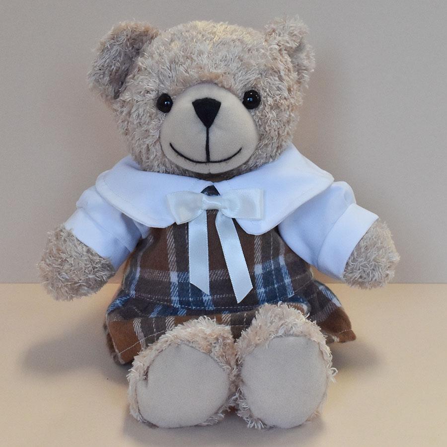 Bear Wear ぬいぐるみ 洋服 ワンピース チェックブラウン S 秋冬 Bear Wear ぬいぐるみ 洋服 ワンピース チェックブラウン S 秋冬