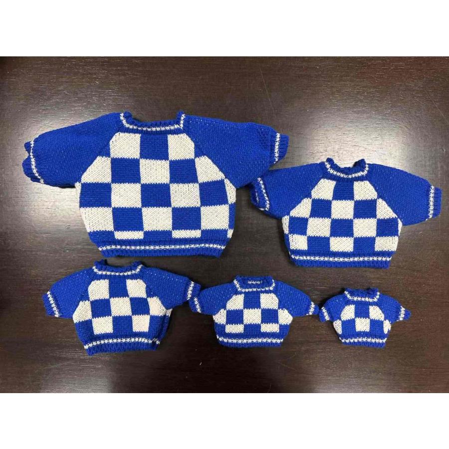 Bear Wear ぬいぐるみ 洋服 セーター ブロックチェック ブルー LL