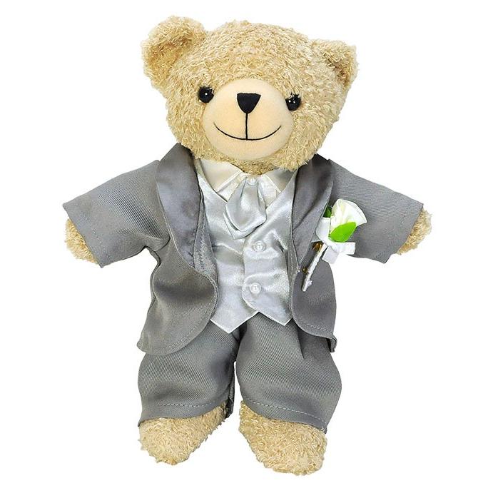 Bear Wear ぬいぐるみ 洋服 タキシードセット グレー LL 結婚