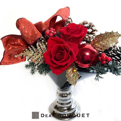 プリザーブドフラワー ギフト クリスマスアレンジ クリスマスプレゼント Flower Xmas Red Arrange02 Dearbouquet 通販 Yahoo ショッピング