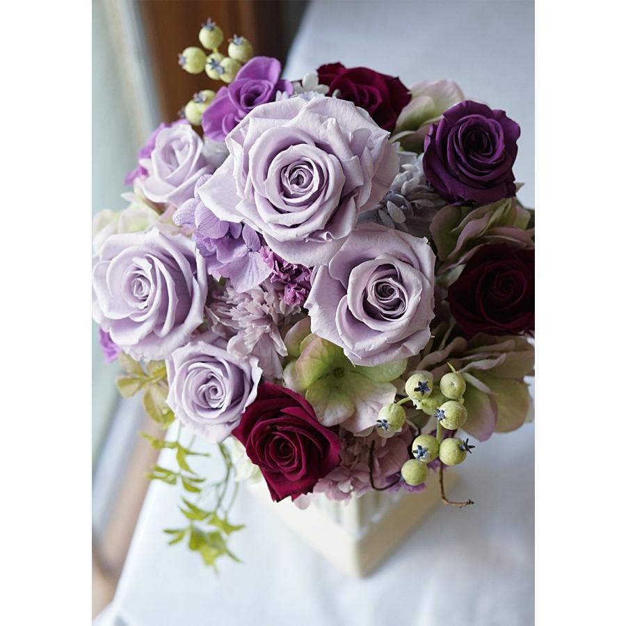 お供え アレンジメント 仏壇 花 プリザーブドフラワー 供花 パープル