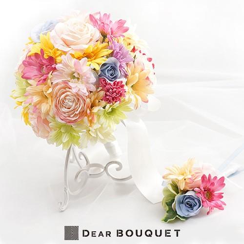 ブーケ + ブートニア セット 結婚式 ウェディング カラフル ブーケ + ブートニア セット 結婚式 ウェディング カラフル