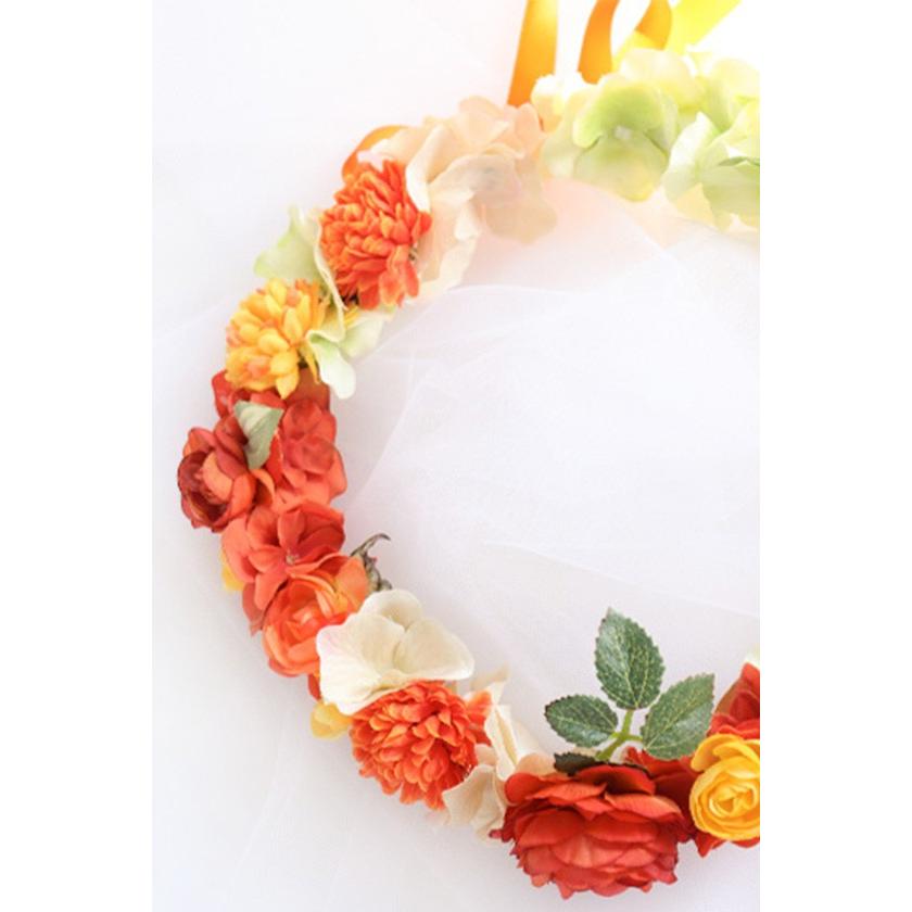 ヘッドドレス 結婚式 花冠 花かんむり オレンジ イベント フェス かわいい Wedding Crown07 Dearbouquet 通販 Yahoo ショッピング