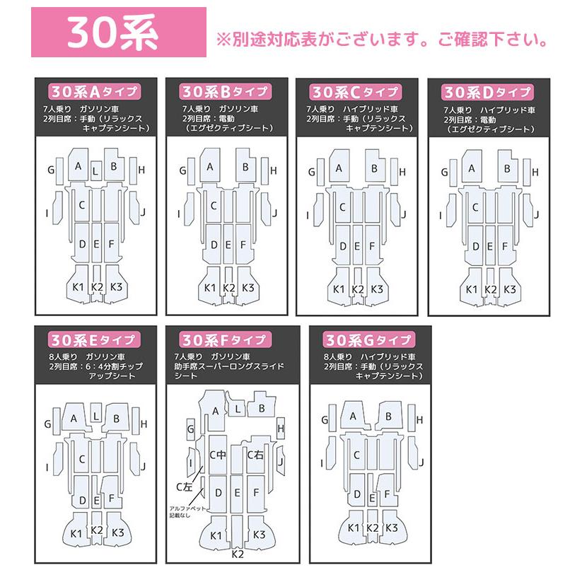 アルファード フロアマット 40系 30系 20系 10系 フルセット ヴェルファイア 7人 8人 防水 新型 ハイグレード カーマット ラグマット 高級 PVC 分割型 dz097｜dearcologne｜16