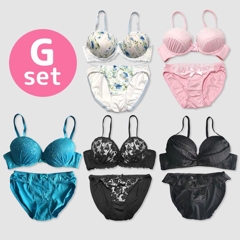 下着女性 上下セット ブラジャー ショーツセット 5点入り 福袋