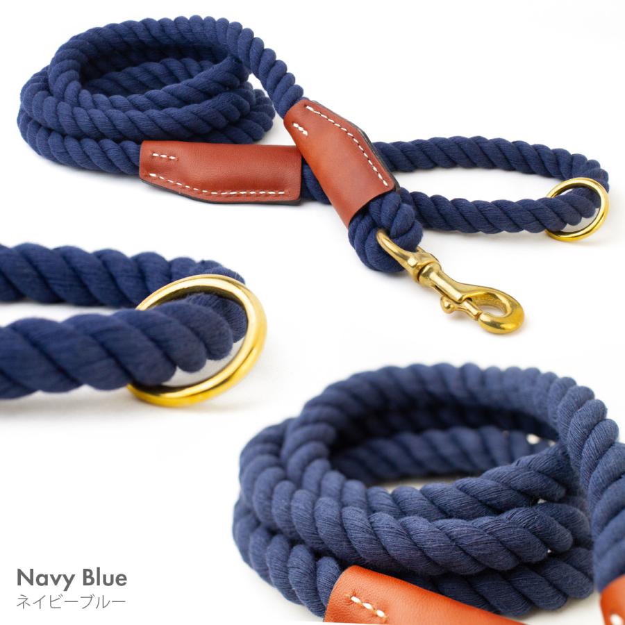 オーバーン コットンロープリーシュ M 直径約1.3cm 長さ180cm 大型犬 ロープリード 丈夫 天然コットン 真鍮使用 海外ブランド 輸入 セール |  | 05