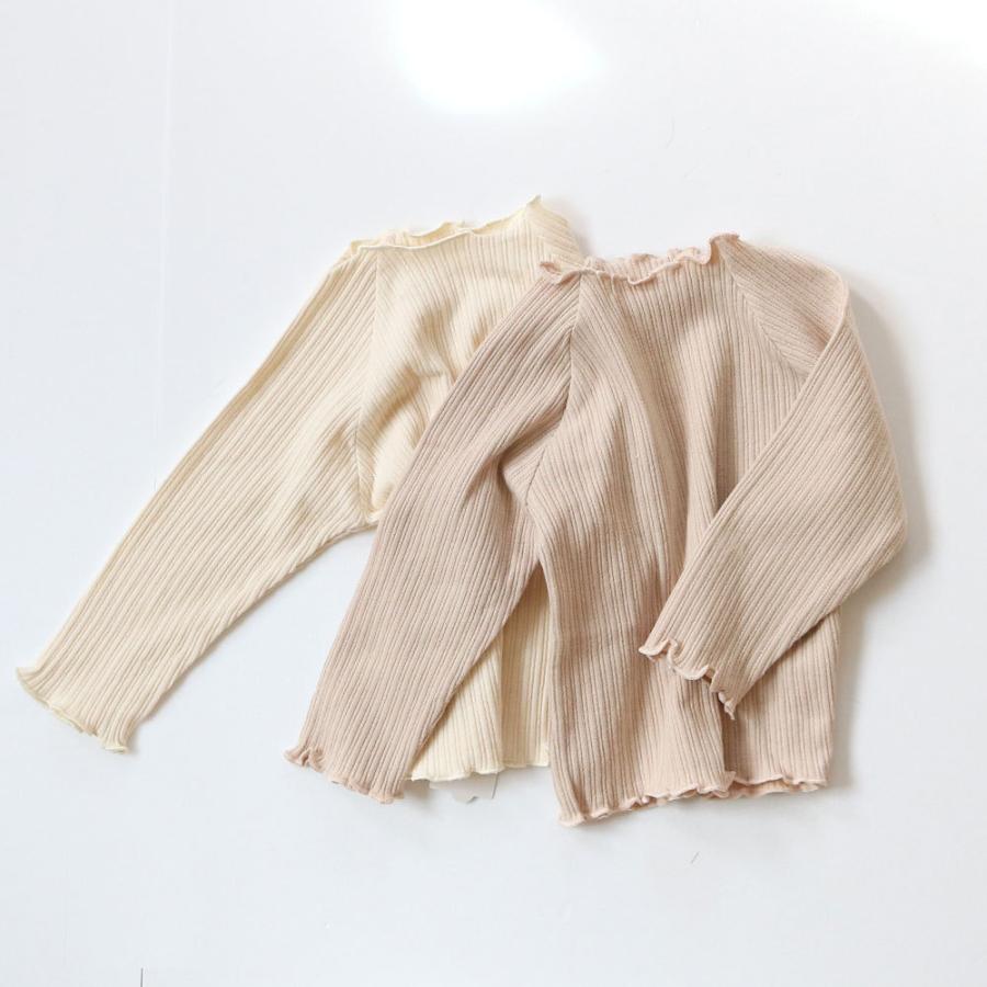 ベビー リブ フリル トップス 赤ちゃん トレーナー 薄手 長袖 春 秋 女の子 赤ちゃん キッズ 子供 韓国子供服 70 80 90 100 シンプル 無地 保育園 送料無料 |  | 03
