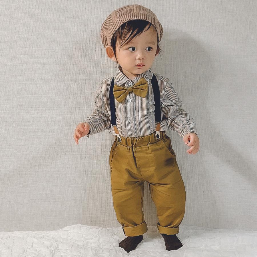 男の子 フォーマル ロングスリーブ スーツ サスペンダー パンツ 長袖