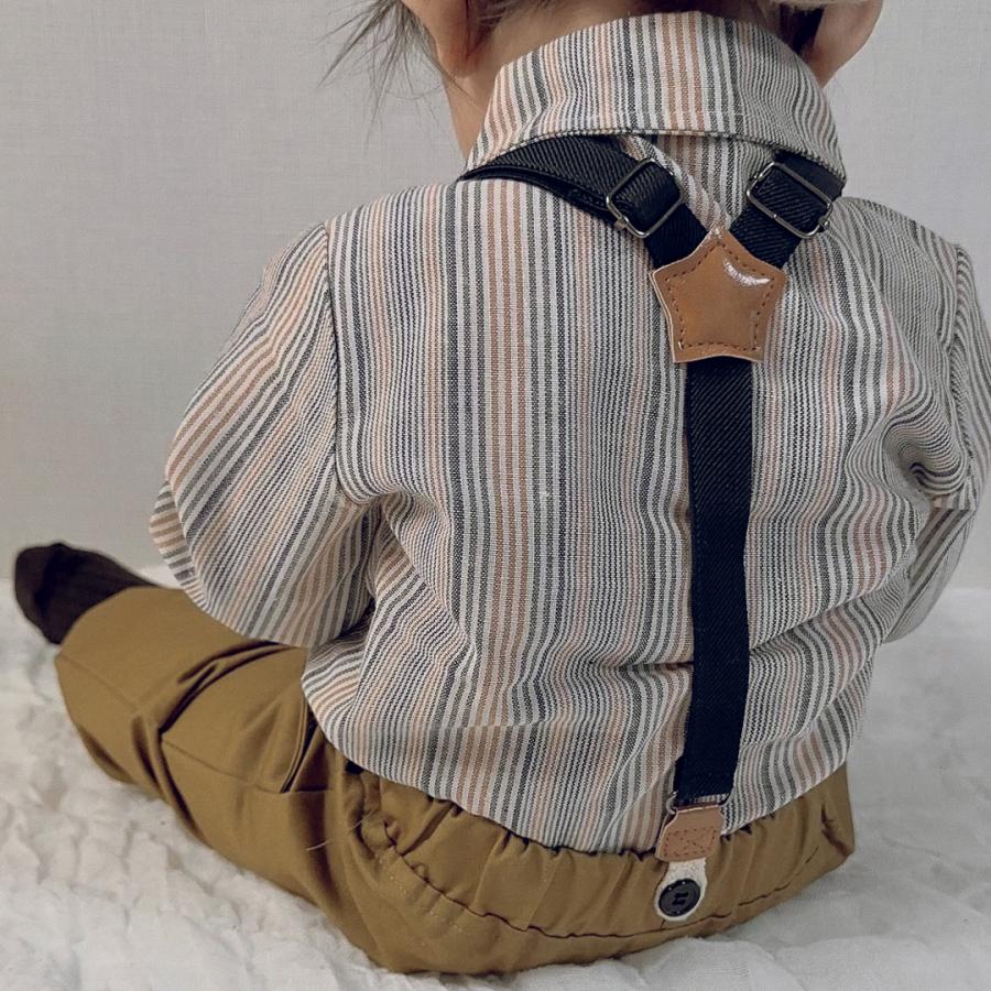 男の子 フォーマル ロングスリーブ スーツ サスペンダー パンツ 長袖