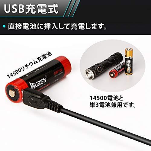 WUBEN (国内正規品) USB 充電式 小型 LED フラッシュライト強力 900ルーメン 防水 IP68 ブラック E05 ミニ｜dearshoes｜03