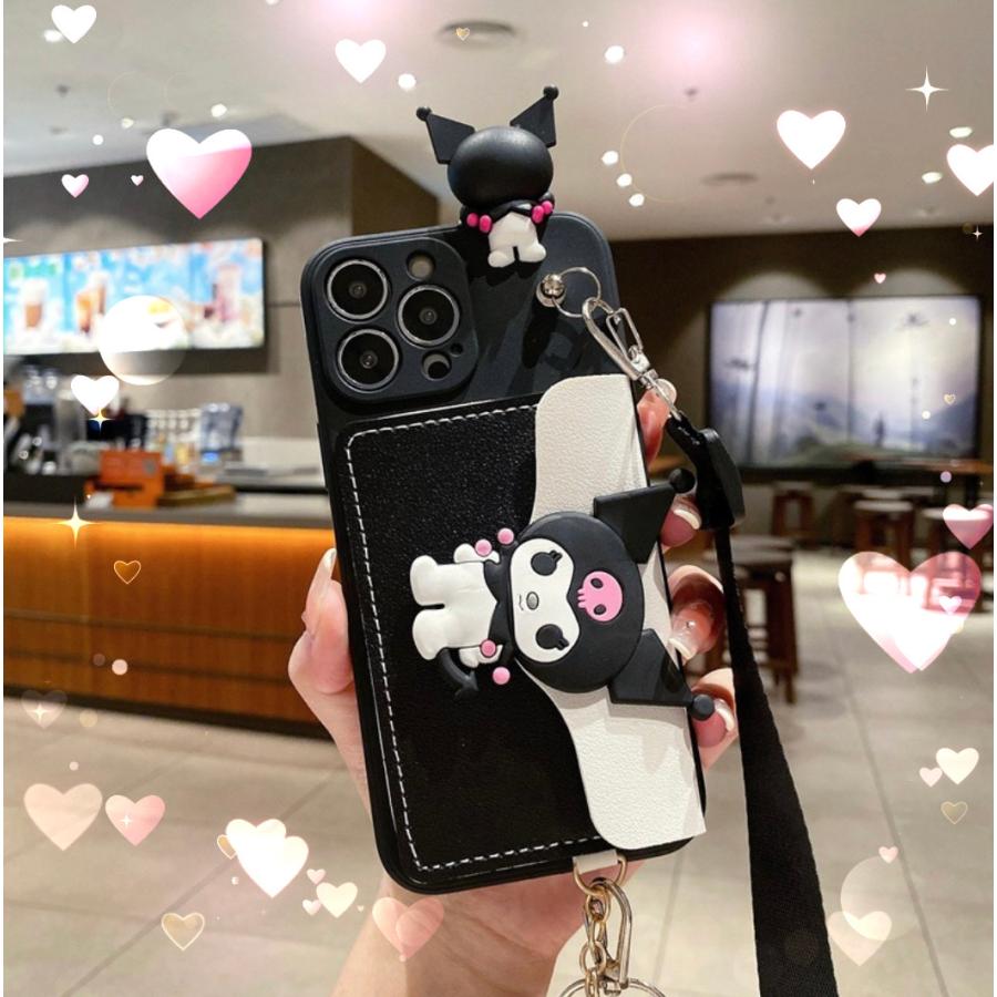 送料無料 クロミちゃんポーチ風ショルダーケース iPhone 16 15 14 13