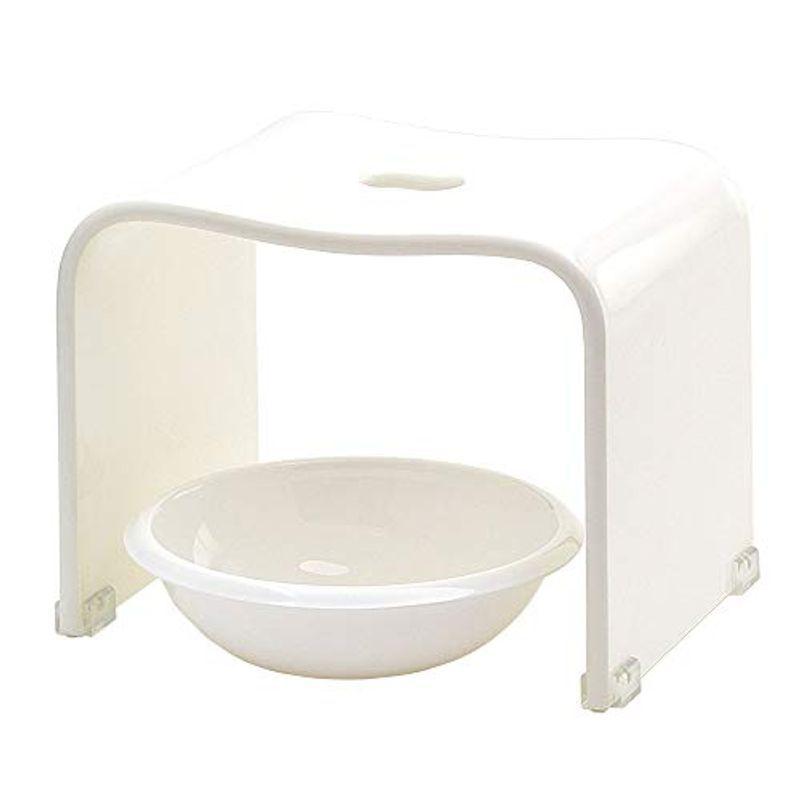 Kuai バスチェア ボウルセット 全12色 高さ25cm アクリル Mサイズ 風呂 椅子 洗面器 (ホワイト)