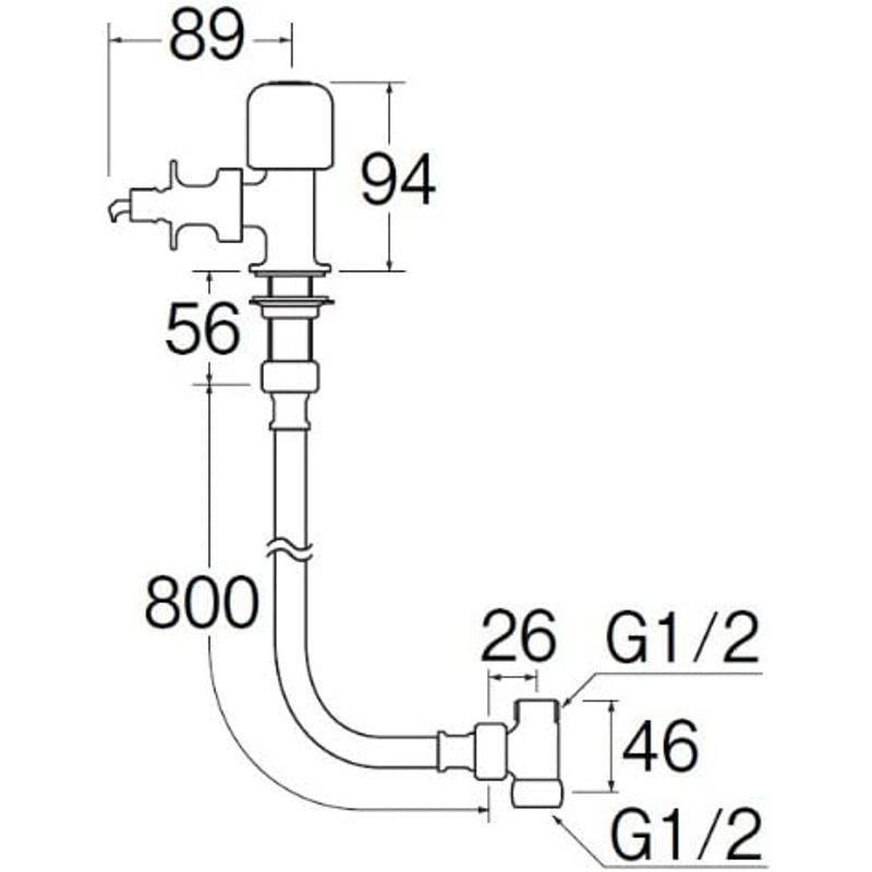 SANEI　食洗機用分岐止水栓セット　ホース接続ワンタッチ　80cmフレキ付き　Y5050TVA-1S-13　自動止水機能