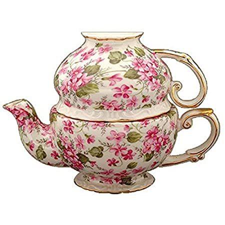 欲しいの Tea 3-Piece Porcelain Imports Coastline by China Gracie Set Pink/V One, for ティーポット
