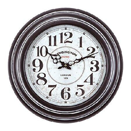 注目の福袋をピックアップ！ Clock, Wall Iron Circular Decor Home Yosemite Black Blac Face, White Frame, 掛け時計、壁掛け時計