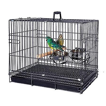 0円 柔らかい 0円 アウトレットセール 特集 2 Color Size: Metal Foldable Bird Parrot Travel Vet Cage with Wooden Perc