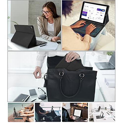 D DINGRICH iPad 9.7用ケース キーボード付き 第6世代(2018年)、第5世代(2017年)、Air 2/Air、iPad Pro 9.7用 - スマートフォリオケース ペンシルホルダー付き - iPad