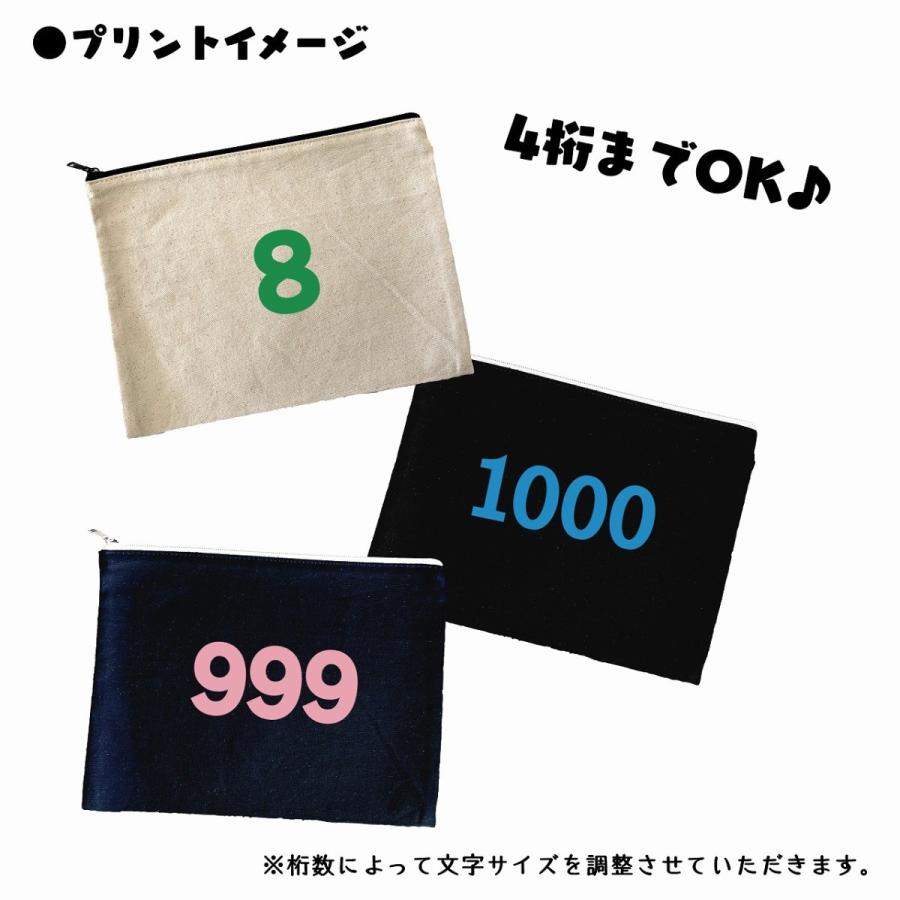 数字ポーチ　フラットポーチ　選べるカラー　好きな数字　プリント　ナンバー　背番号　シンプル　キャンバス生地 |  | 03