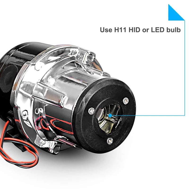 金属 2.5 バイキセノン HID フォグランプ プロジェクター レンズ ハイロー 汎用 H11 LED 電球 2個 with bracket B｜decent｜07