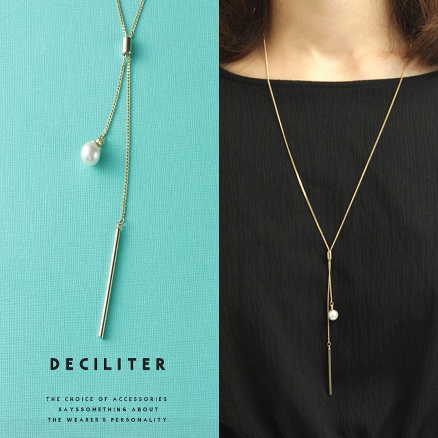 ネックレス レディース シンプル アクセサリー おしゃれ フェイクパール バーモチーフ ロングネックレス ゴールド A 0012 Deciliter デシリットル 通販 Yahoo ショッピング