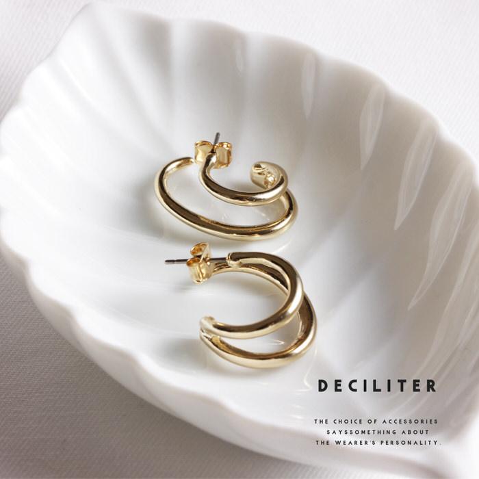 ピアス レディース 大ぶり シンプル おしゃれ アクセサリー 結婚式 ゴールド 金 チェーン カーブ フープ 二連 A 0072 Deciliter デシリットル 通販 Yahoo ショッピング