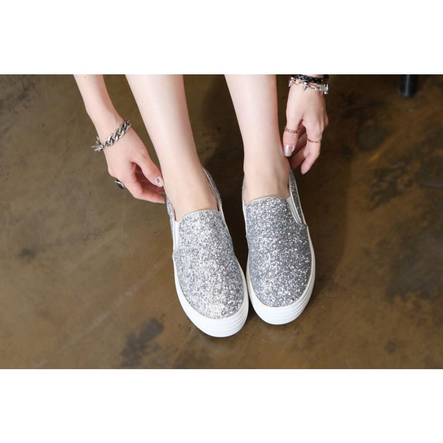 スリッポン レディース グリッター ラメ キラキラ シルバー スニーカー ブラック 黒 厚底 カジュアル 婦人靴 レディースシューズ O 0030 Deciliter デシリットル 通販 Yahoo ショッピング