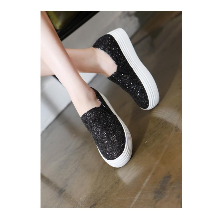 スリッポン レディース グリッター ラメ キラキラ シルバー スニーカー