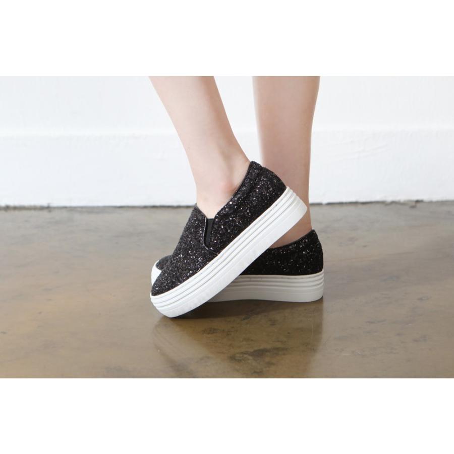 スリッポン レディース グリッター ラメ キラキラ シルバー スニーカー ブラック 黒 厚底 カジュアル 婦人靴 レディースシューズ O 0030 Deciliter デシリットル 通販 Yahoo ショッピング